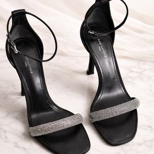 Louis Vuitton Black Heels with Silver Detailing